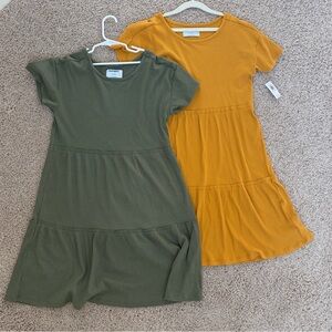 Old Navy Olive Green Dress and Mustard Yellow Kids Dress